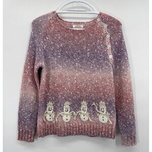 Vintage Womens Small Christmas Sweater Ombre Snowman Grandma Holiday Cozy Cabin